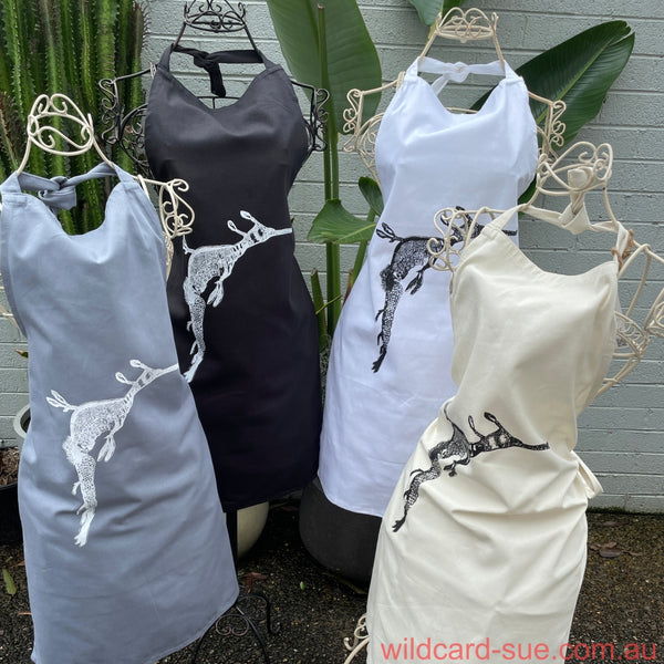 Apron - 100% cotton -last Weedy Seadragons and Seahorses